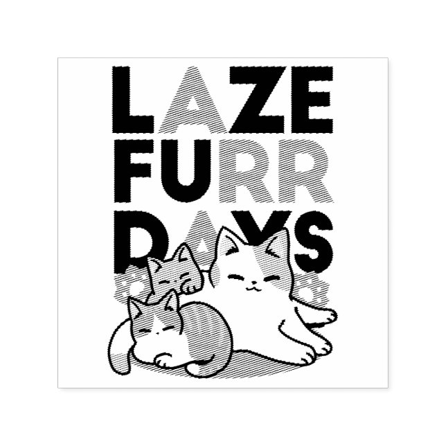 Laze Furr Days - Cute Lazy Cats Design Self-inking Stamp (Design)