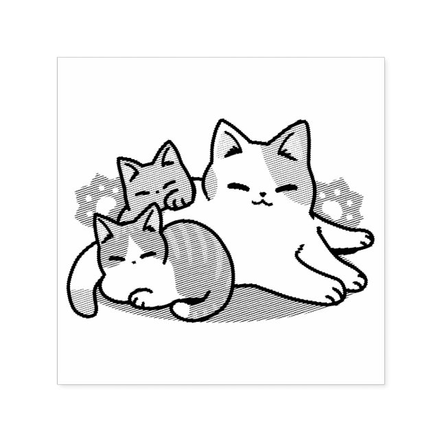 Laze Furr Days - Cute Lazy Cats Design Self-inking Stamp (Design)