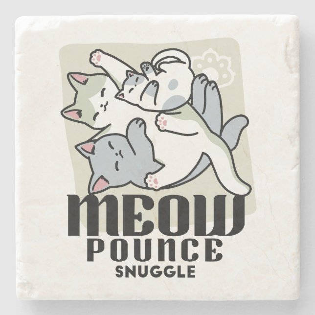 Laze Furr Days - Cute Lazy Cats Design Stone Coaster (Front)
