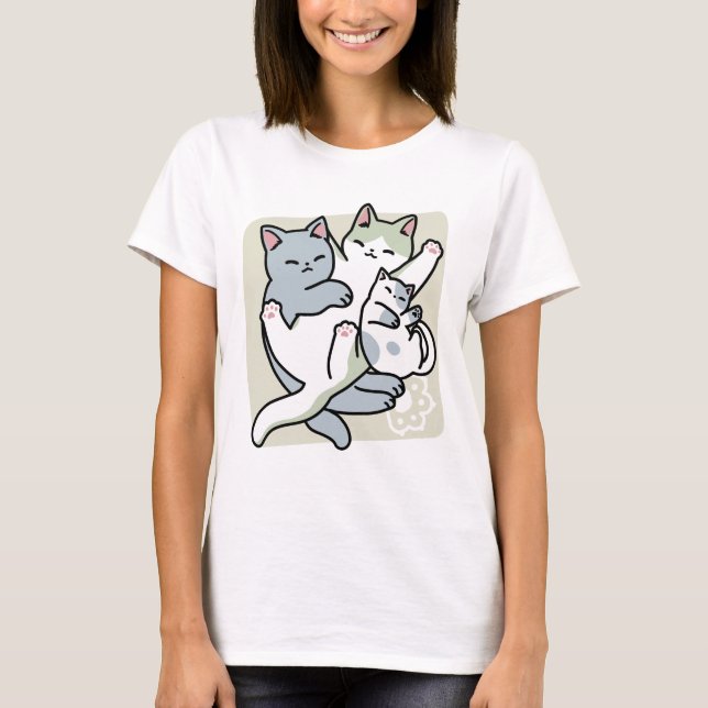 Laze Furr Days - Cute Lazy Cats Design T-Shirt (Front)