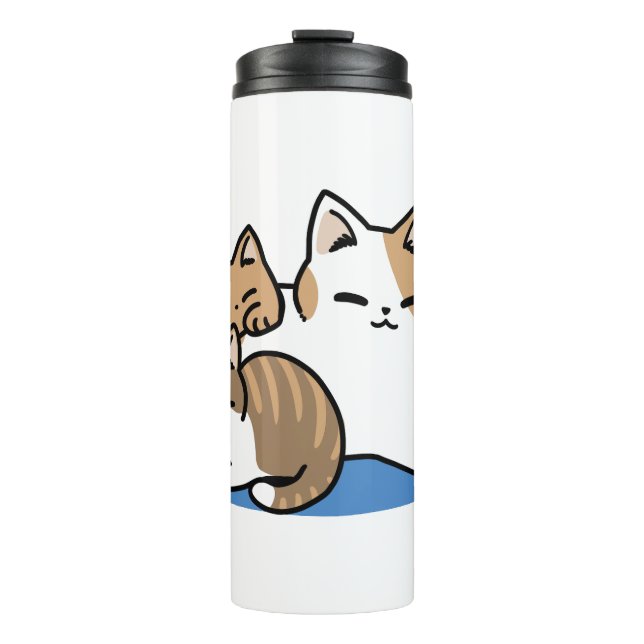 Laze Furr Days - Cute Lazy Cats Design Thermal Tumbler (Front)