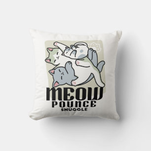 Laze Furr Days - Cute Lazy Cats Design Throw Pillow