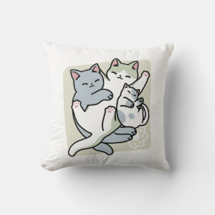 Laze Furr Days - Cute Lazy Cats Design Throw Pillow