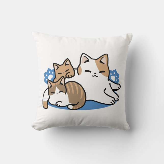 Laze Furr Days - Cute Lazy Cats Design Throw Pillow (Front)