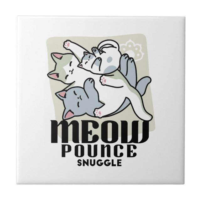Laze Furr Days - Cute Lazy Cats Design Tile (Front)