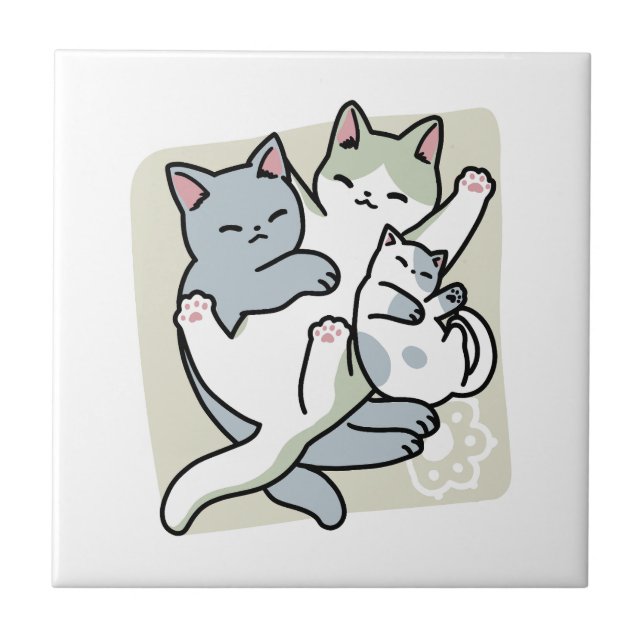 Laze Furr Days - Cute Lazy Cats Design Tile (Front)