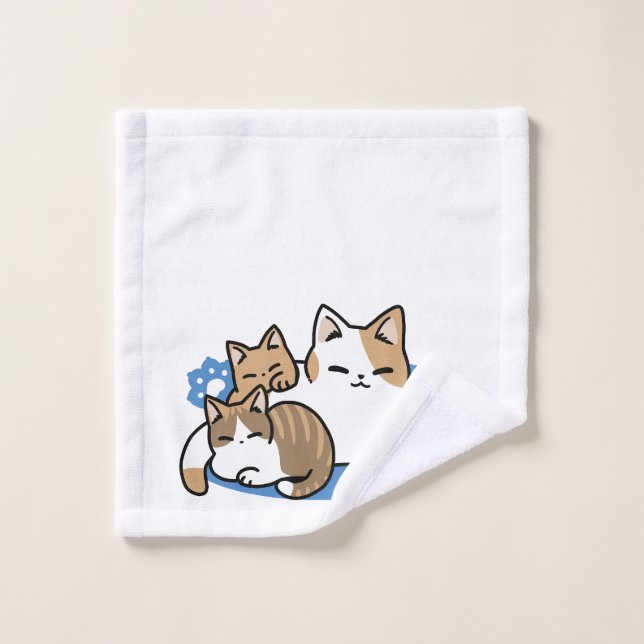 Laze Furr Days - Cute Lazy Cats Design Wash Cloth (Wash Cloth)