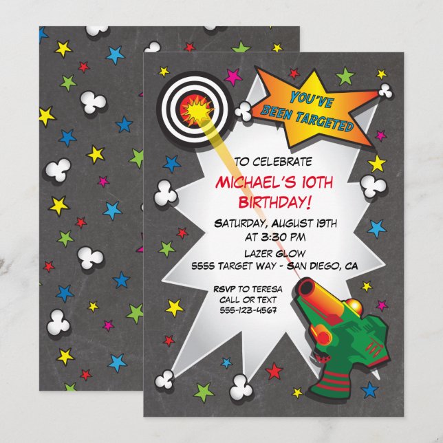 Lazer Tag Birthday Party Invitation (Front/Back)