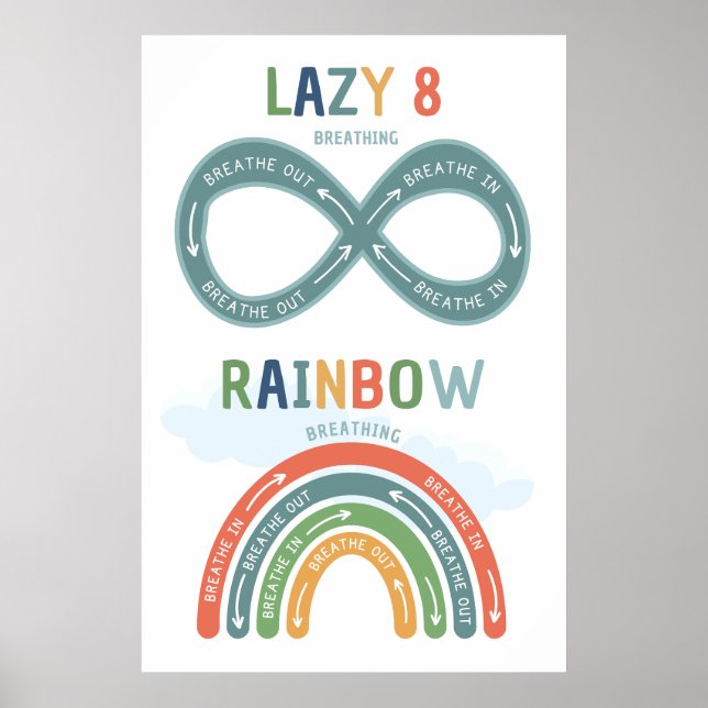 Lazy 8 and Rainbow Breathing Classroom Poster (Front)