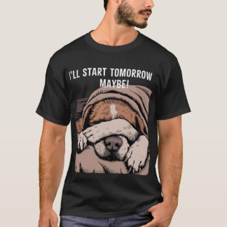 Lazy & Adorable Sleeping Dog Design T-Shirt