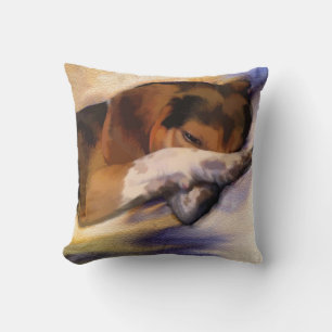 Lazy Beagle Throw Pillow