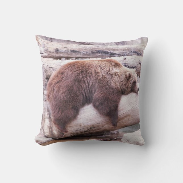 Lazy Bear Throw Pillow (Front)