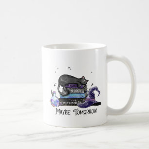 Lazy Black Cat, Halloween Cat For Bookworm Coffee Mug