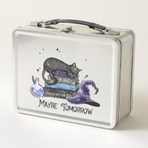 Lazy Black Cat, Halloween Cat   For Bookworm Metal Lunch Box