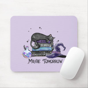 Lazy Black Cat, Halloween Cat   For Bookworm Mouse Pad