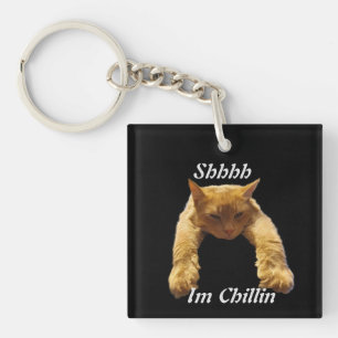 Lazy Brown Cat Chillin, Keyring