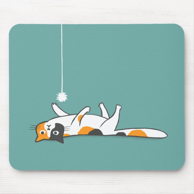 Lazy Calico Cat | Cute Pet Kitty Lover's Mousepad (Front)