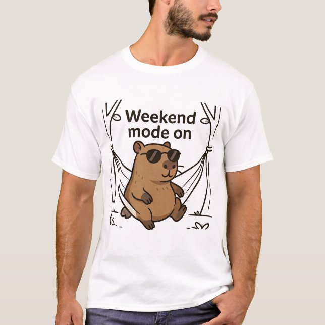 Lazy Capybara Meme Cartoon T-shirt (Front)