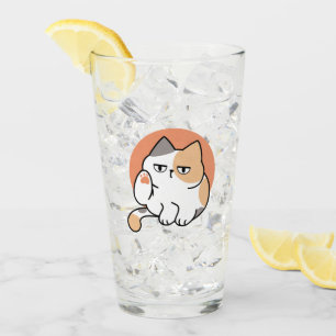 Lazy Cat Attitude – Too Bored to Care Funny Quote Glass