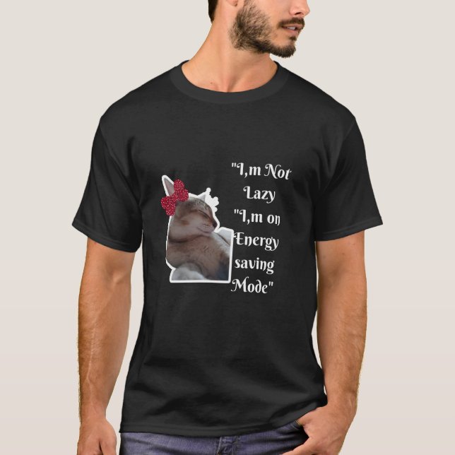 Lazy Cat Energy Saving Mode Art T-Shirt (Front)