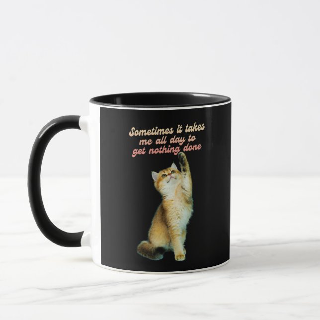 Lazy Cat Lover Funny Cute Cat Mug (Left)