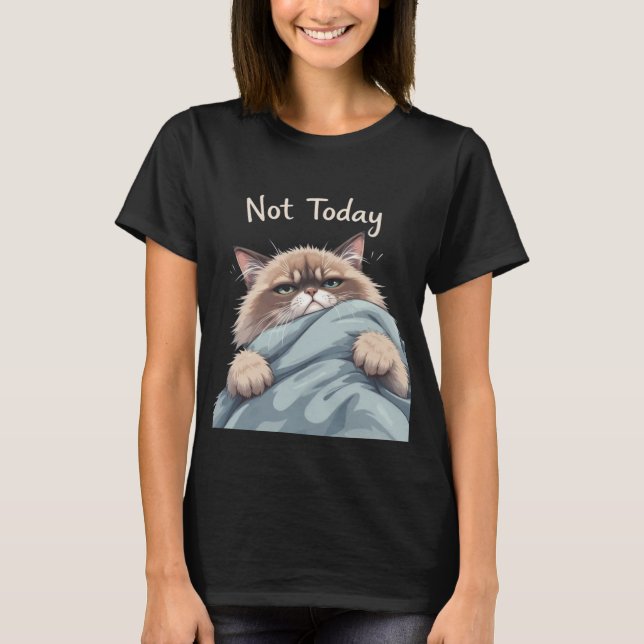 "Lazy Cat T-Shirt – Funny Grumpy Cat Graphic Tee f (Front)