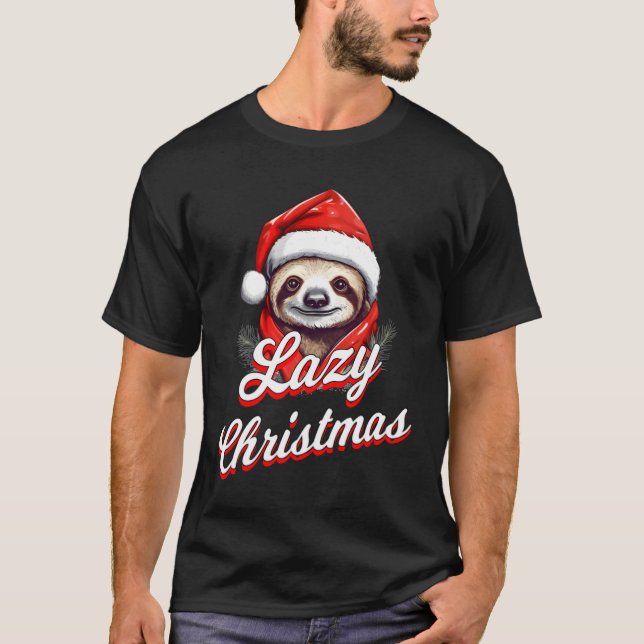 Lazy Christmas for a Christmas Party funny T-Shirt (Front)