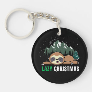 Lazy Christmas Sloth  Funny Keychain