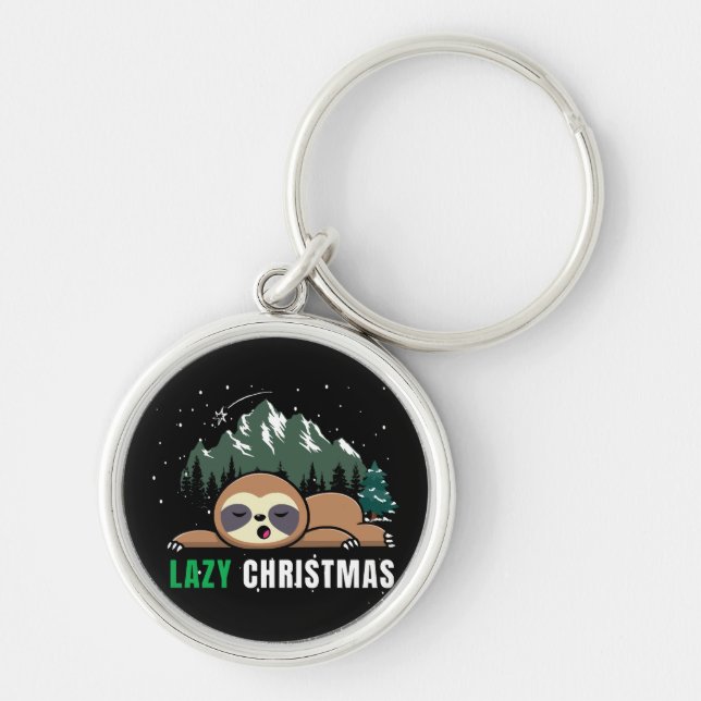 Lazy Christmas Sloth  Funny Keychain (Front)