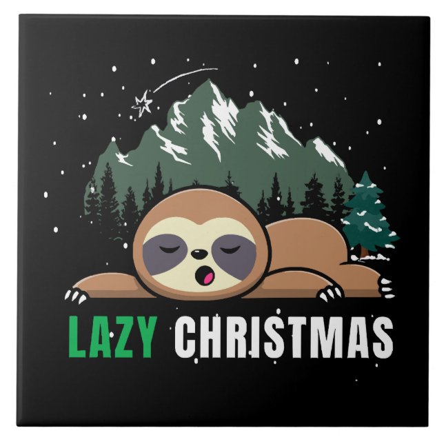Lazy Christmas Sloth  Funny Tile (Front)