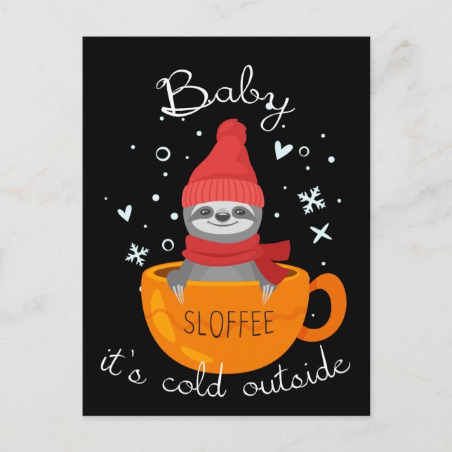 lazy (coffee) bathes in coffee in winter postcard (Front)