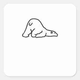 Lazy Cute Polar Bear Animal Lover Square Sticker