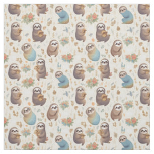 "Lazy Day Dreams: Whimsy Sloth Fabric