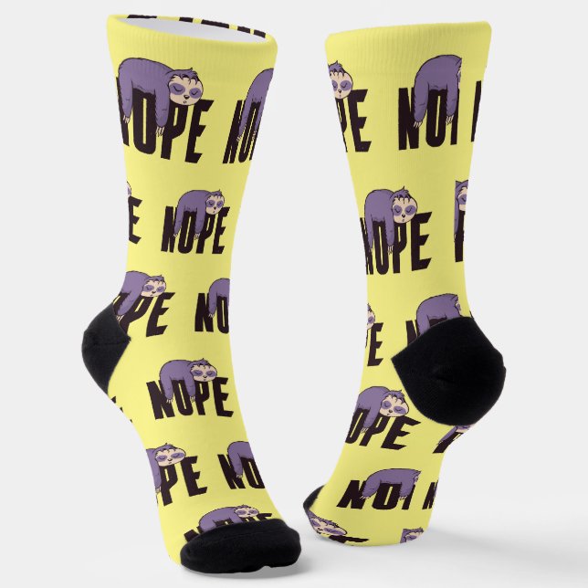 Lazy Day Sloth - "Nope" - For Sloth Lovers Socks (Angled)