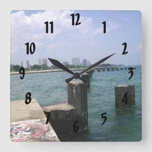 Lazy Days on the Dock Square Wall Clock