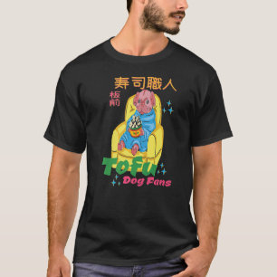 lazy dog eating Tofu Pun for Tofu fans Asian Vegan T-Shirt