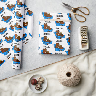 Lazy Easy Chair Bear, Funny Chillin’ Dad Cartoon Wrapping Paper