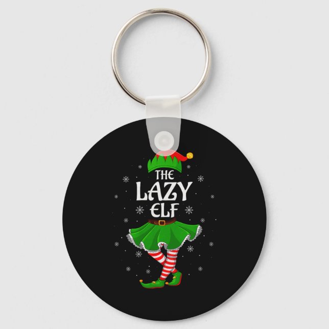 Lazy Elf Christmas Family Girls Women Elf Squad Xm Keychain (Front)