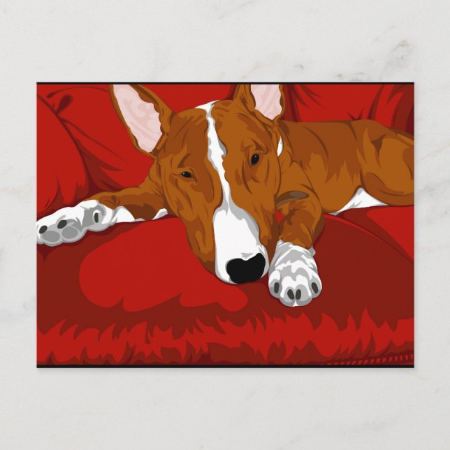 Lazy English Bull Terrier Dog Breed Illustration Postcard (Front)