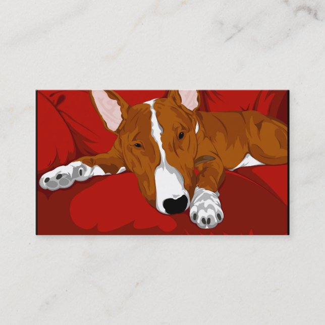 Lazy English Bull Terrier Pet Sitter Business Card (Front)
