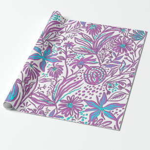 Lazy Floral Pattern on White Metal Lunch Box Wrapping Paper
