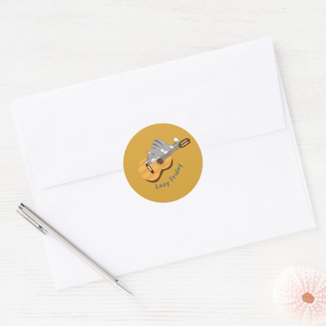 Lazy friday t-shirt classic round sticker (Envelope)