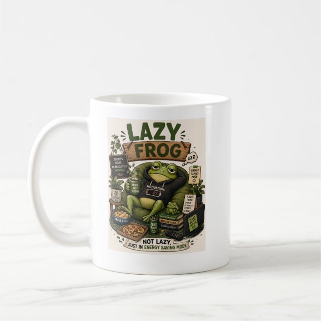 Lazy Frog Energy Saving Mode Cozy Frog Humour Coffee Mug (Left)