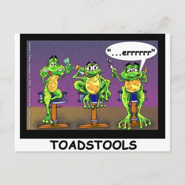 Lazy Frogs aka Toadstools Funny Gifts & Tees Postcard (Front)