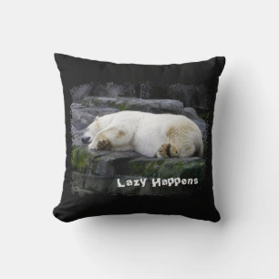 Lazy Happens Polar Bear Throw Pillow