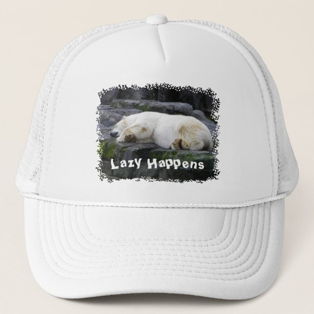 Lazy Happens Polar Bear Trucker Hat (Front)