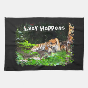 Lazy Happens Siberian Tiger Kitchen Towel