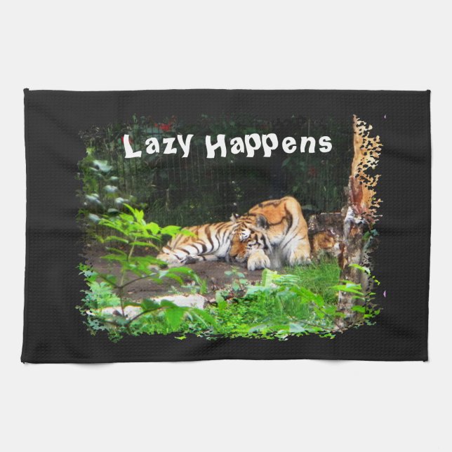 Lazy Happens Siberian Tiger Kitchen Towel (Horizontal)
