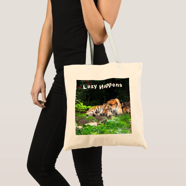 Lazy Happens Siberian Tiger Tote Bag (Front (Product))