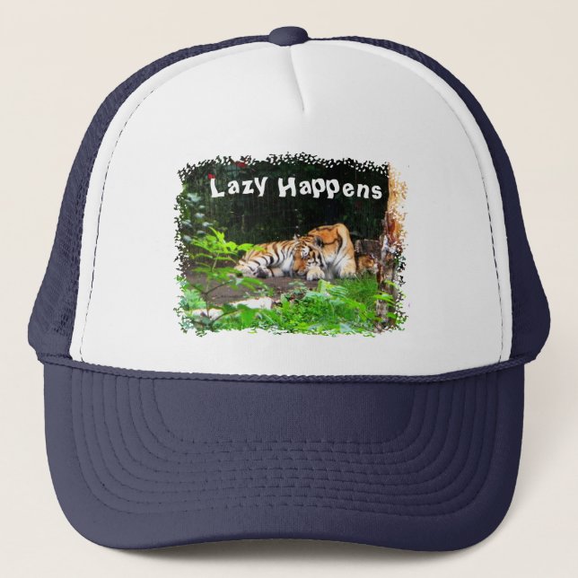 Lazy Happens Siberian Tiger Trucker Hat (Front)